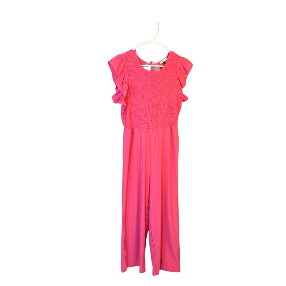 Michelle McDowell Pink Smocked Jumpsuit Wide Barrel Leg Party, Cocktail Medium